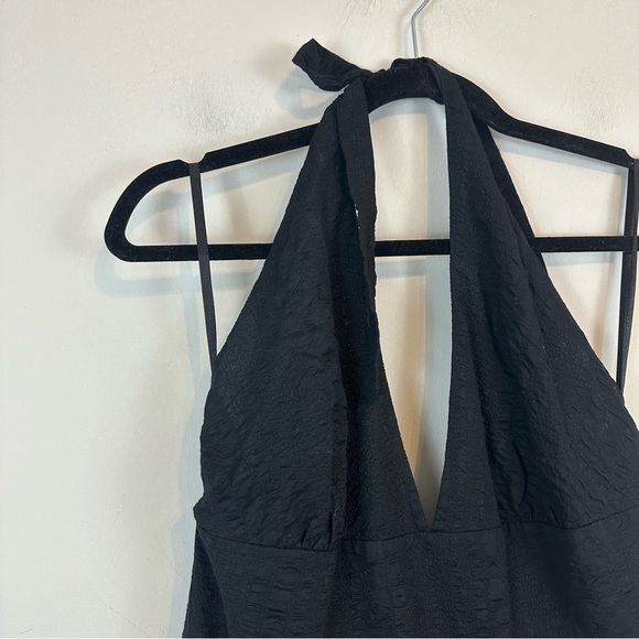 J. Crew | Black Textured Halter Neck A-Line Dress Size 14 - Picture 2 of 4